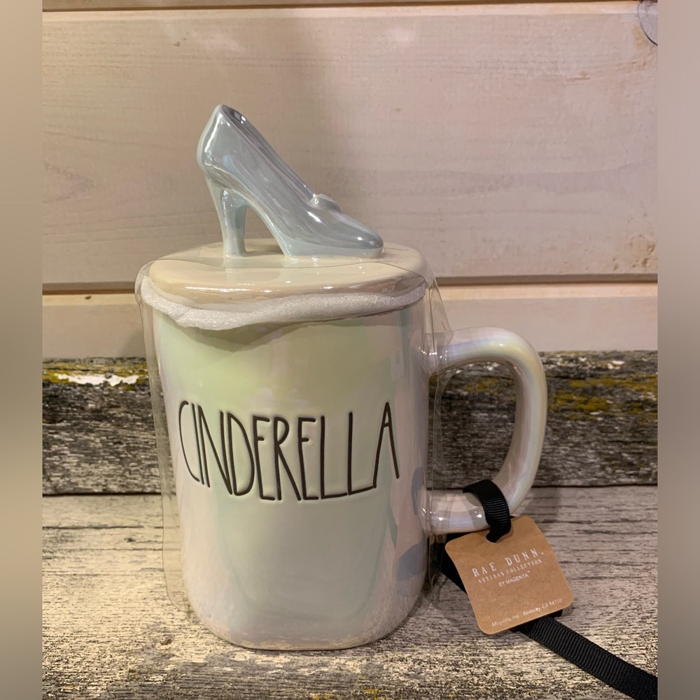 Rae Dunn | NWT Iridescent Cinderella Mug w Glass Slipper Topper